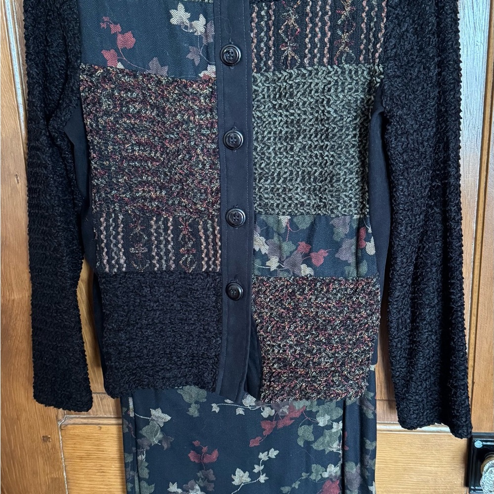 Fashion Bug Black jacket with Subtle Texture and design over designed maxi skirt